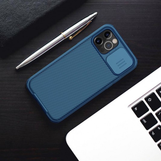 Карбонова накладка Nillkin Camshield (шторка на камеру) для Apple iPhone 13 Pro Max (6.7") Синій / Blue - зображення 3 