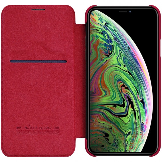 Шкіряний чохол (книжка) для iPhone 11 Pro (5.8") Nillkin Qin Series (Червоний)
