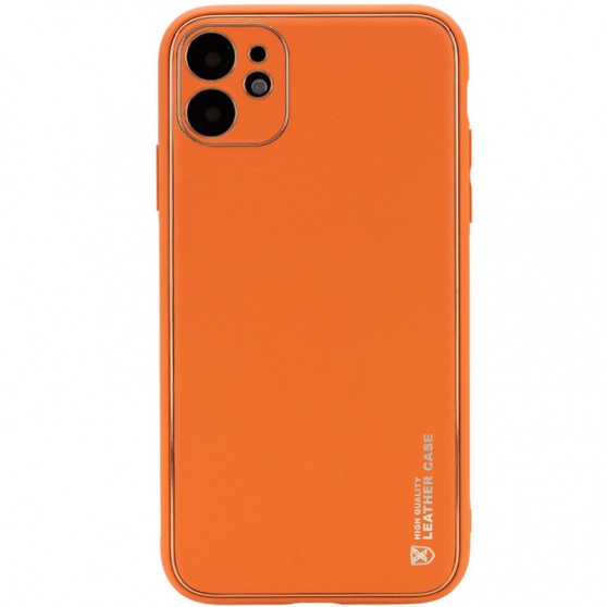 Кожаный чехол Xshield для Apple iPhone 12 (6.1") Оранжевый / Apricot