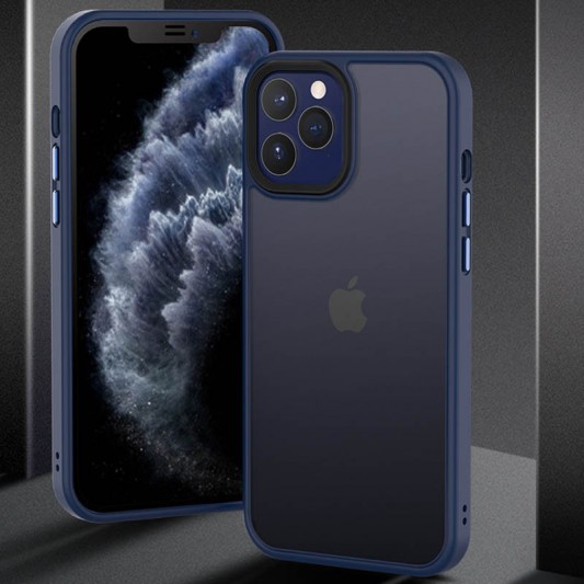 TPU+PC чохол Metal Buttons для Apple iPhone 12 Pro / 12 (6.1") Синій - зображення 2 
