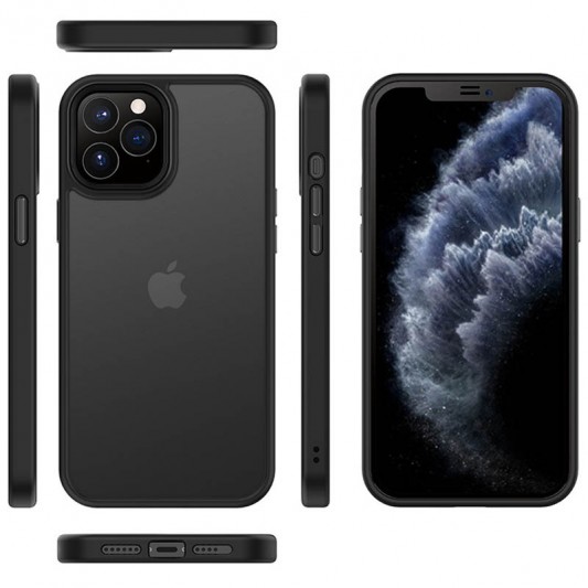 TPU+PC чохол Metal Buttons для Apple iPhone 12 Pro / 12 (6.1") Чорний - зображення 1 