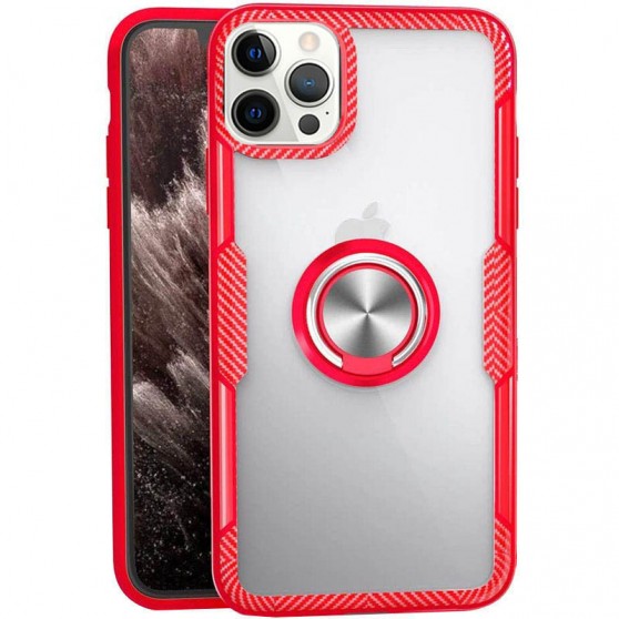 TPU+PC чехол Deen CrystalRing for Magnet (opp) для Apple iPhone 13 Pro (6.1") Бесцветный / Красный