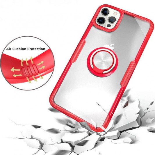 TPU+PC чехол Deen CrystalRing for Magnet (opp) для Apple iPhone 13 Pro (6.1") Бесцветный / Красный - изображение 1