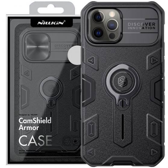 TPU+PC чохол для iPhone 13 Pro Max - Nillkin CamShield Armor no logo (шторка на камеру) (Чорний)