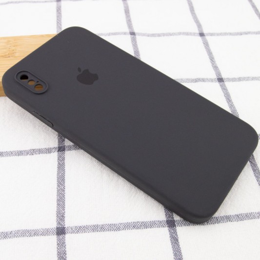 Чехол Silicone Case Square Full Camera Protective (AA) для Apple iPhone X / XS (5.8") Серый / Dark Gray - изображение 1