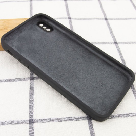 Чехол Silicone Case Square Full Camera Protective (AA) для Apple iPhone X / XS (5.8") Серый / Dark Gray - изображение 3