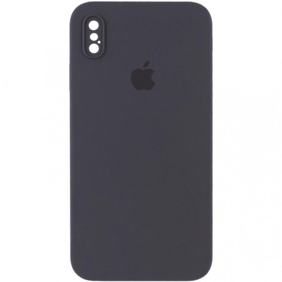 Чехол Silicone Case Square Full Camera Protective (AA) для Apple iPhone X / XS (5.8") Серый / Dark Gray