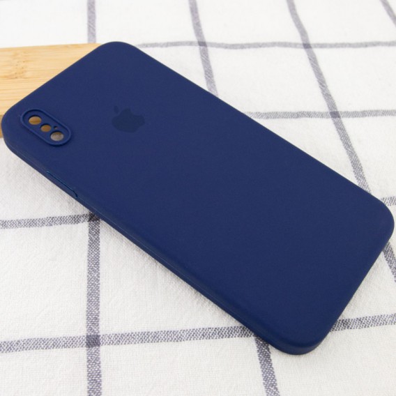 Чохол для iPhone XS Silicone Case Square Full Camera Protective (AA) (Темно-синій / Midnight blue)