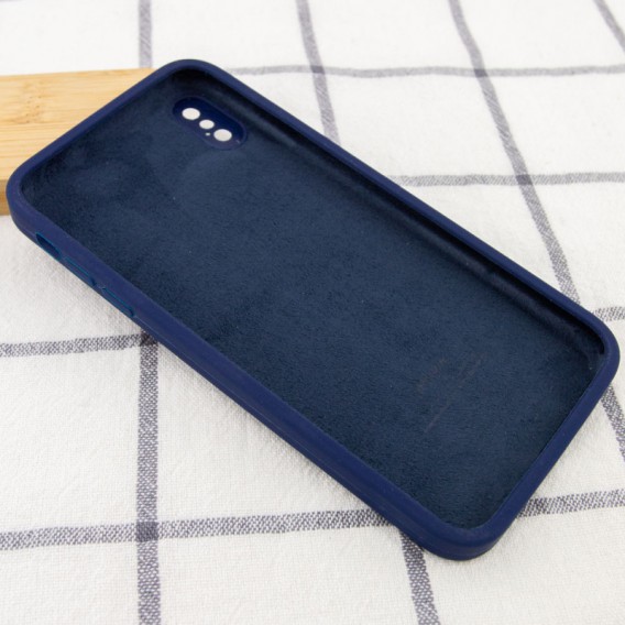 Чохол для iPhone XS Silicone Case Square Full Camera Protective (AA) (Темно-синій / Midnight blue)