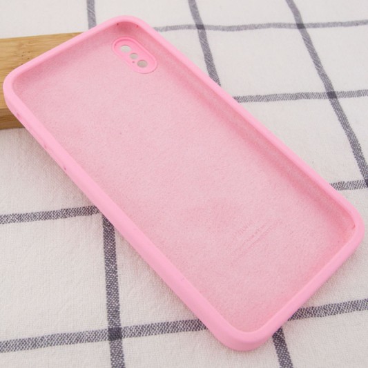Чохол Silicone Case Square Full Camera Protective (AA) для Apple iPhone X / XS (5.8") Рожевий / Light pink - зображення 3 