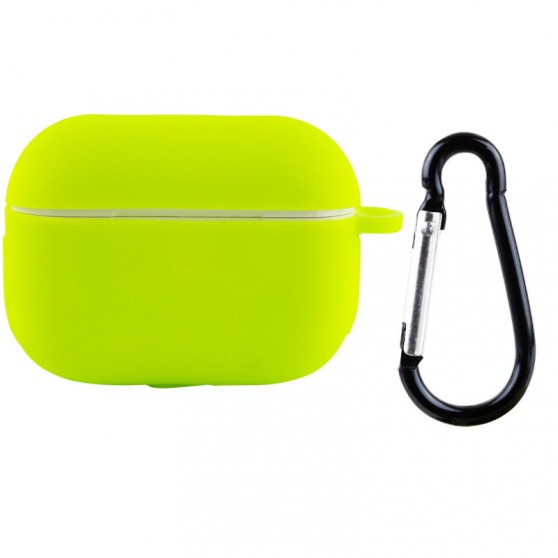 Силиконовый футляр New с карабином для наушников Airpods Pro Салатовый / Neon green