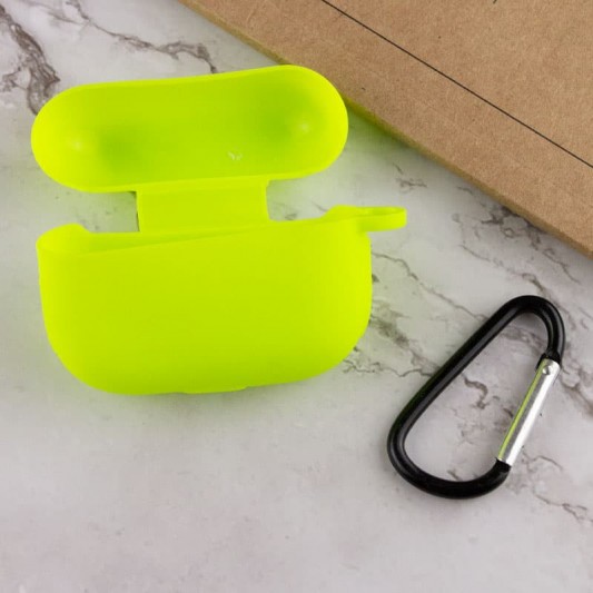 Силіконовий футляр New з карабіном для навушників Airpods Pro Салатовий / Neon green - зображення 2 