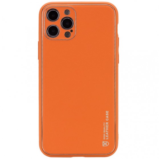 Кожаный чехол Xshield для Apple iPhone 13 Pro Max (6.7") Оранжевый / Apricot