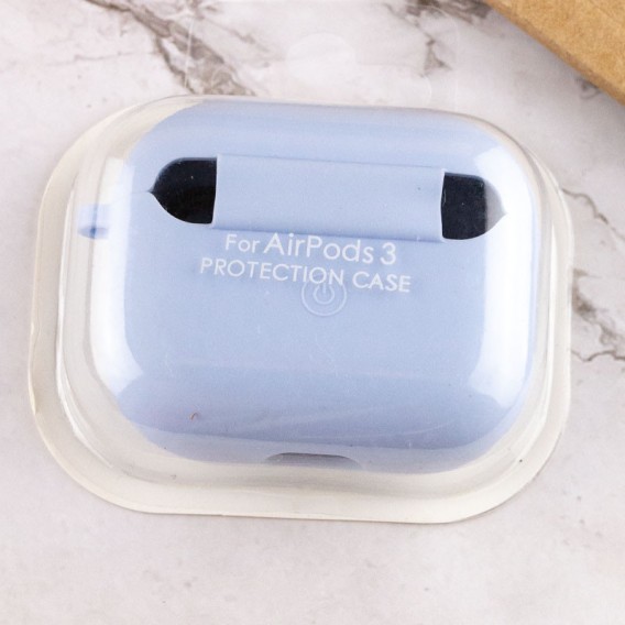 Силиконовый футляр с микрофиброй для наушников Airpods 3 (Голубой / Lilac Blue)