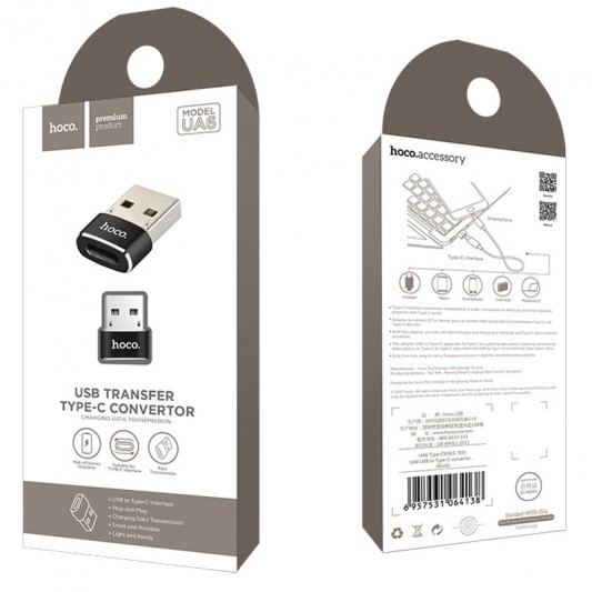Переходник Hoco UA6 OTG USB to Type-C Черный - изображение 7