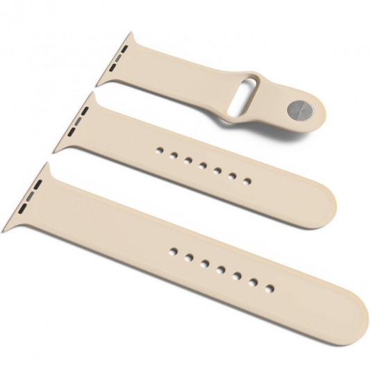 Силіконовий ремінець для Apple Watch Sport Band 38/40/41/42mm(ser.10) (S/M & M/L) 3pcs Бежевий / Antique White