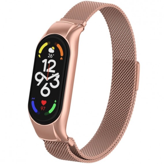 Ремінець Milanese Loop Design для Xiaomi Mi Band 3/4 (Rose Pink)