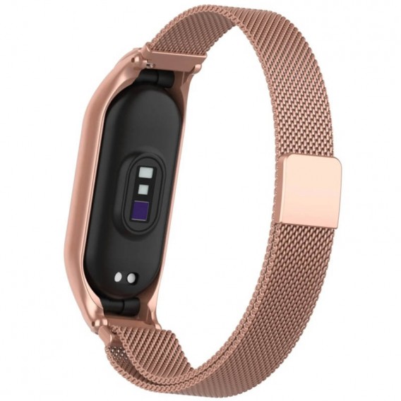 Ремінець Milanese Loop Design для Xiaomi Mi Band 3/4 (Rose Pink)