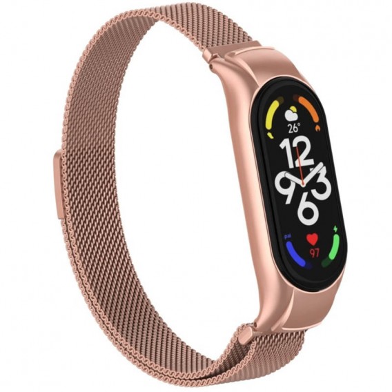 Ремінець Milanese Loop Design для Xiaomi Mi Band 3/4 (Rose Pink)