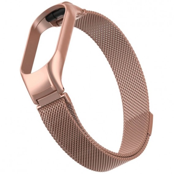 Ремінець Milanese Loop Design для Xiaomi Mi Band 3/4 (Rose Pink)