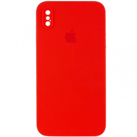Чехол Silicone Case Square Full Camera Protective (AA) для Apple iPhone X / XS (5.8") Красный / Red