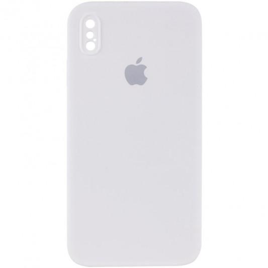 Чохол Silicone Case Square Full Camera Protective (AA) для Apple iPhone X / XS (5.8") Білий / White