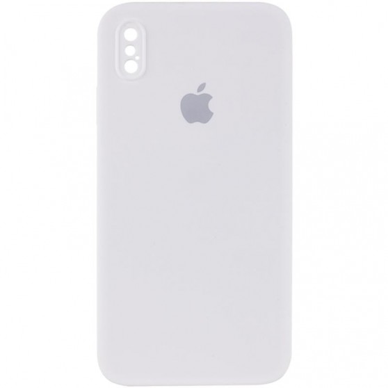 Чехол Silicone Case Square Full Camera Protective (AA) для Apple iPhone X / XS (5.8") Белый / White