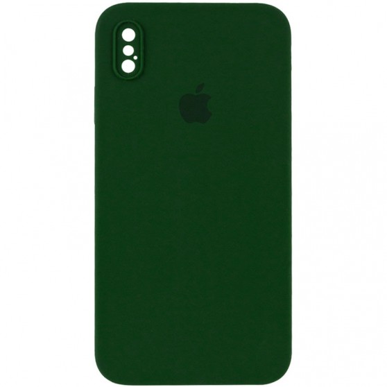 Чехол Silicone Case Square Full Camera Protective (AA) для Apple iPhone XS Max (6.5") Зеленый / Army green