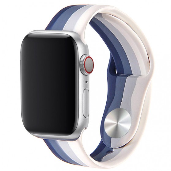 Силиконовый ремешок Rainbow для Apple Watch 42(ser.1-3)/44/45/46/49mm Синий / Серый