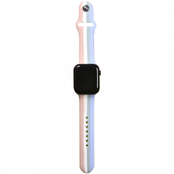 Силіконовий ремінець Rainbow для Apple Watch 42(ser.1-3)/44/45/46/49mm Рожевий / Бузковий