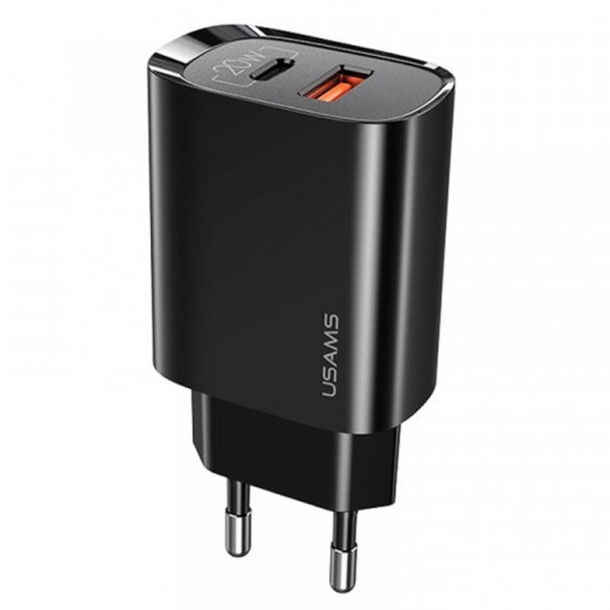 СЗУ Usams US-CC121 T35 QC3.0 + PD3.0 20W (1USB-A/1C) Черный