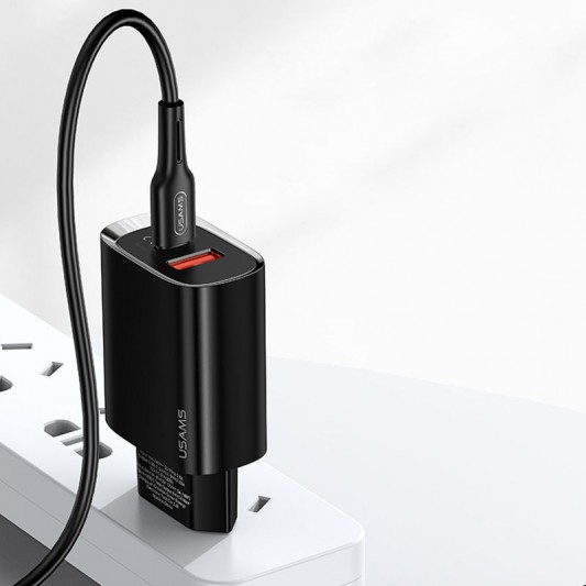 СЗУ Usams US-CC121 T35 QC3.0 + PD3.0 20W (1USB-A/1C) Черный - изображение 2