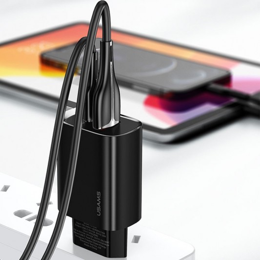 СЗУ Usams US-CC121 T35 QC3.0 + PD3.0 20W (1USB-A/1C) Черный - изображение 3