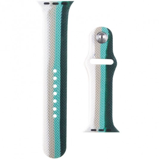 Силіконовий ремінець Braided для Apple Watch 42(ser.1-3)/44/45/46/49mm Білий / Зелений