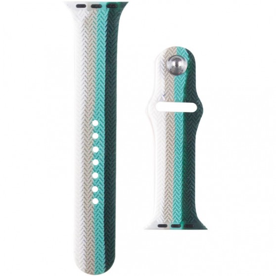 Силиконовый ремешок Braided для Apple Watch 42(ser.1-3)/44/45/46/49mm Белый / Зеленый