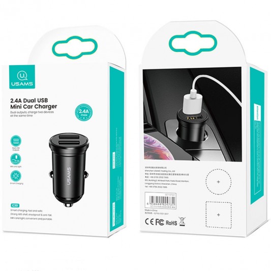 АЗУ Usams US-CC114 C20 Mini 2.4A (2USB-A) Черный - изображение 9