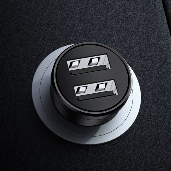 Автомобильное зарядное устройство USAMS US-CC114 C20  Dual USB Mini (Черный)