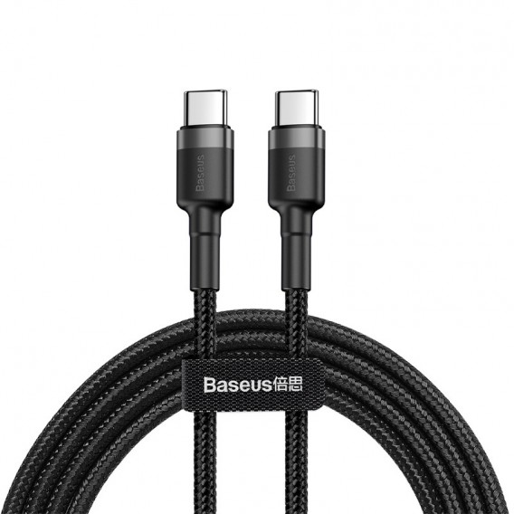 USB кабель Baseus Cafule Type-C to Type-C Cable PD 2.0 60W (2m) (CATKLF-H) (Чорний/Сірий)
