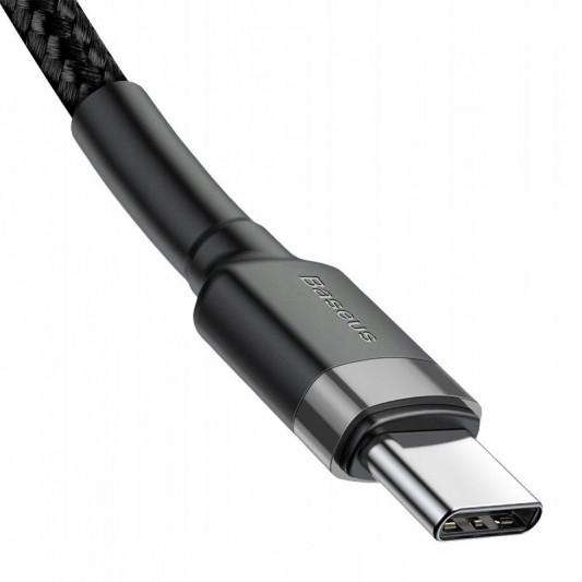 Дата кабель Baseus Cafule Type-C to Type-C Cable PD 2.0 60W (2m) (CATKLF-H) Чорний / Сірий - зображення 3 