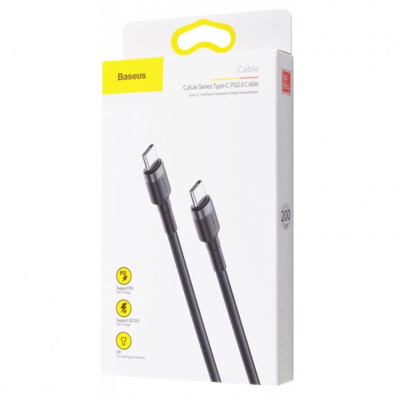 USB кабель Baseus Cafule Type-C to Type-C Cable PD 2.0 60W (2m) (CATKLF-H) (Чорний/Сірий)