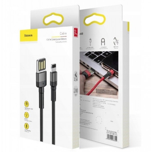 USB кабель зарядки на Айфон Baseus Cafule Lightning Cable Special Edition 1.5A (2m) (CALKLF-H) (Серый) - изображение 4