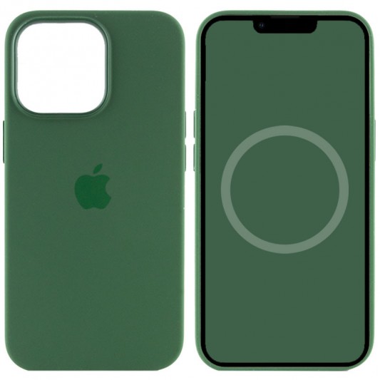 Чехол Silicone case (AAA) with Magsafe and Animation для Apple iPhone 13 Pro Max (6.7") Зеленый / Clover