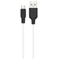 Дата кабель Hoco X21 Plus Silicone MicroUSB Cable (1m) Черный / Белый