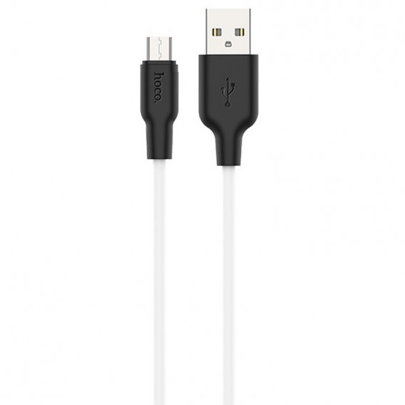 Дата кабель Hoco X21 Plus Silicone MicroUSB Cable (1m) (Черный / Белый)