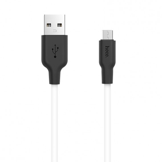 Дата кабель Hoco X21 Plus Silicone MicroUSB Cable (1m) (Черный / Белый)