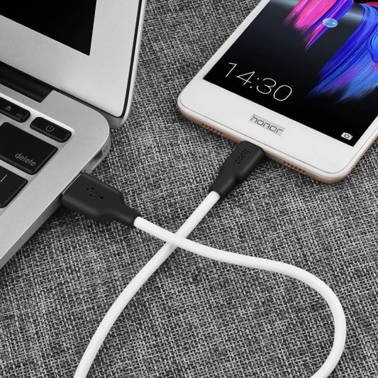 Дата кабель Hoco X21 Plus Silicone MicroUSB Cable (1m) Черный / Белый - изображение 3