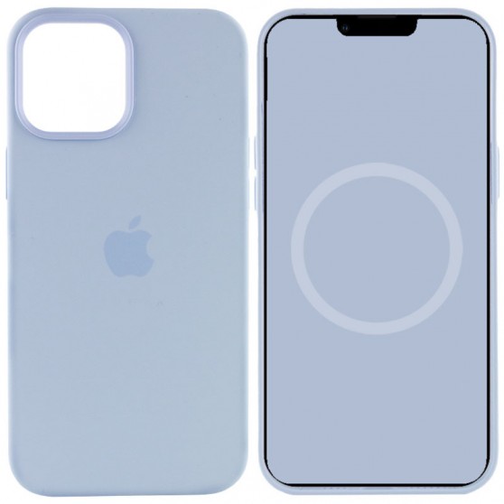 Чехол для Apple iPhone 12 Pro / 12 (6.1"") - Silicone case (AAA) full with Magsafe and Animation (Голубой / Cloud Blue)