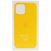 Чехол для Apple iPhone 12 Pro / 12 (6.1"") - Silicone case (AAA) full with Magsafe and Animation (Желтый / Sunflower)