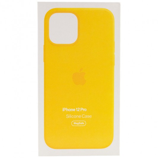 Чехол Silicone case (AAA) with Magsafe and Animation для Apple iPhone 12 Pro / 12 (6.1") Желтый / Sunflower - изображение 4