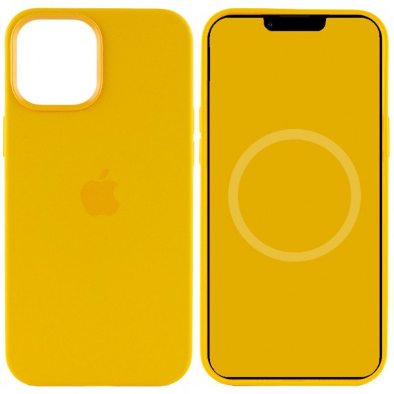 Чохол для Apple iPhone 12 Pro / 12 (6.1"") - Silicone case (AAA) full with Magsafe and Animation (Жовтий / Sunflower)
